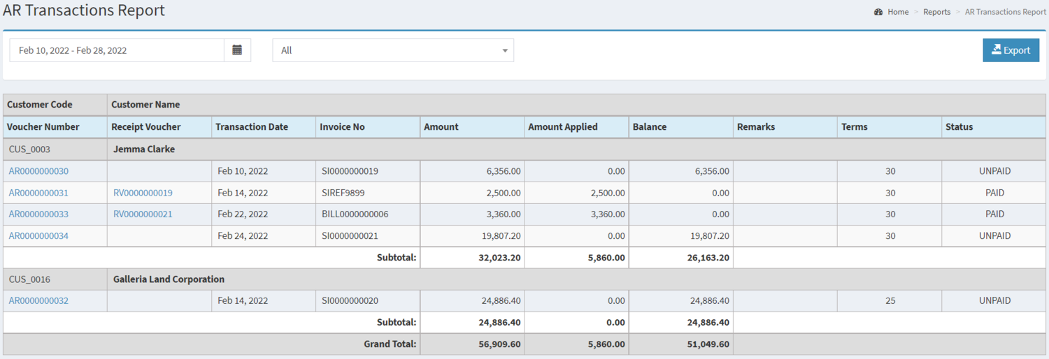 Financial Statements - AR Transaction Report - Record List.png
