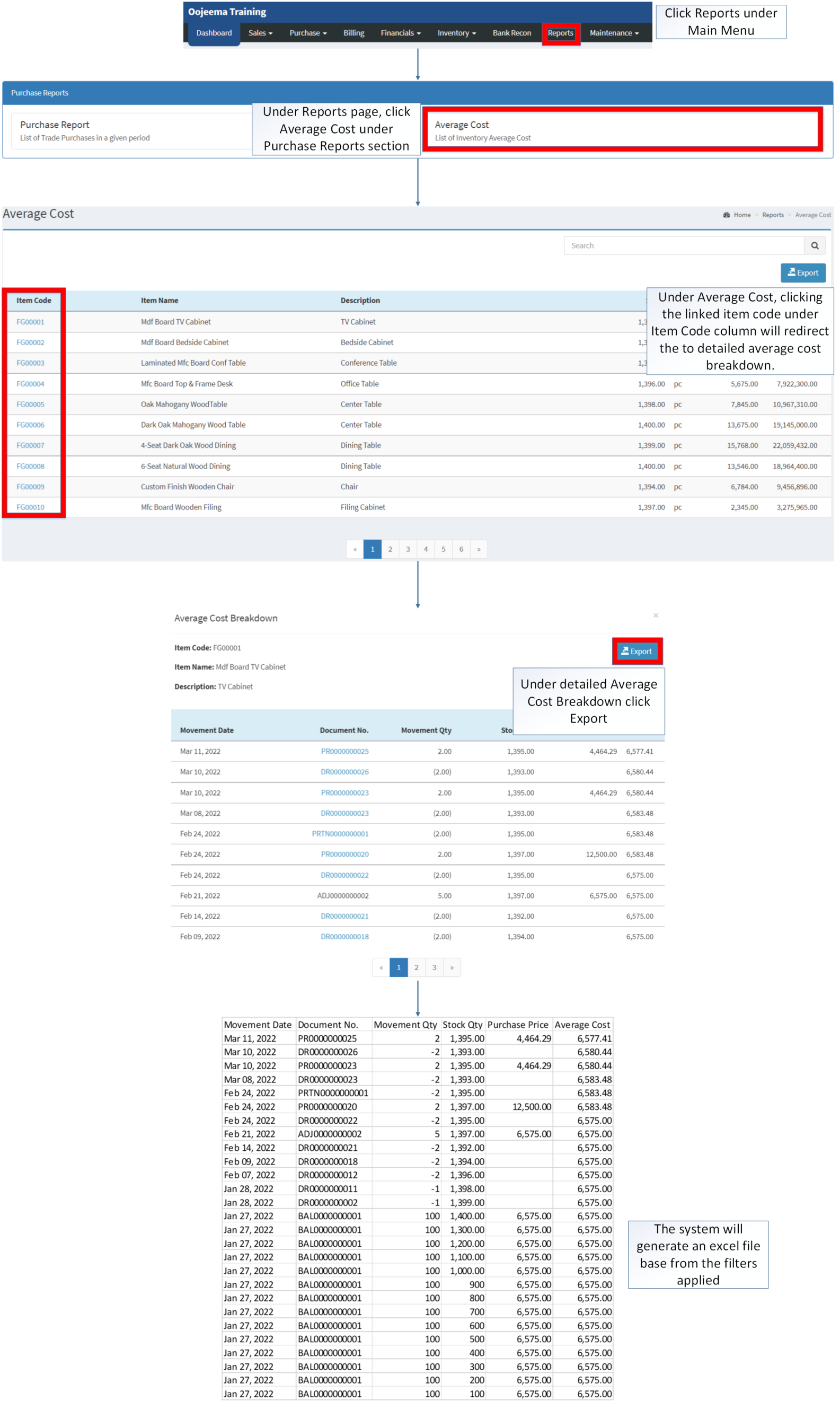 Purchase Reports - Average Cost - Export Detailed.png